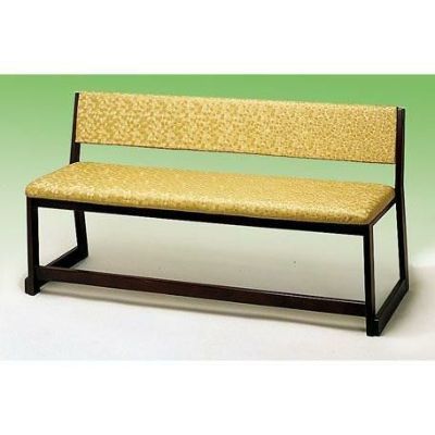 日本製 背付き 三人用椅子 R-306 （幅137.5cm×座高37cm）<br> 木製 三人掛け 3長椅子 寺院用椅子 本堂椅子 寺院仏具 布張り (0723-0002)