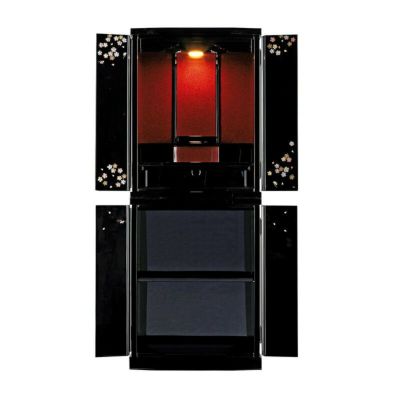 仏壇 モダン仏壇 「リリアーヌ」 ブラック 15×40号 （v13-134-2）/家具調仏壇 床置き仏壇台付き リビング 上下セット