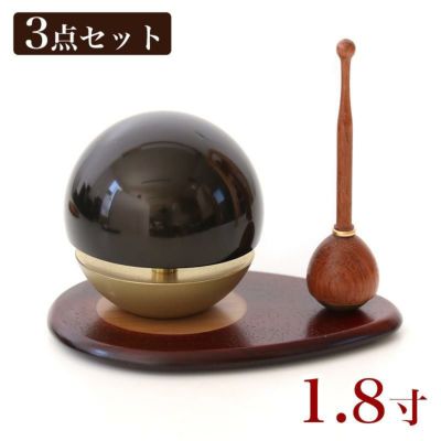 たまゆらりん うるみ 1.8寸 3点セット（本体+リン棒+りん台）クロ お鈴 仏具 おりん リン ミニ かわいい 仏壇