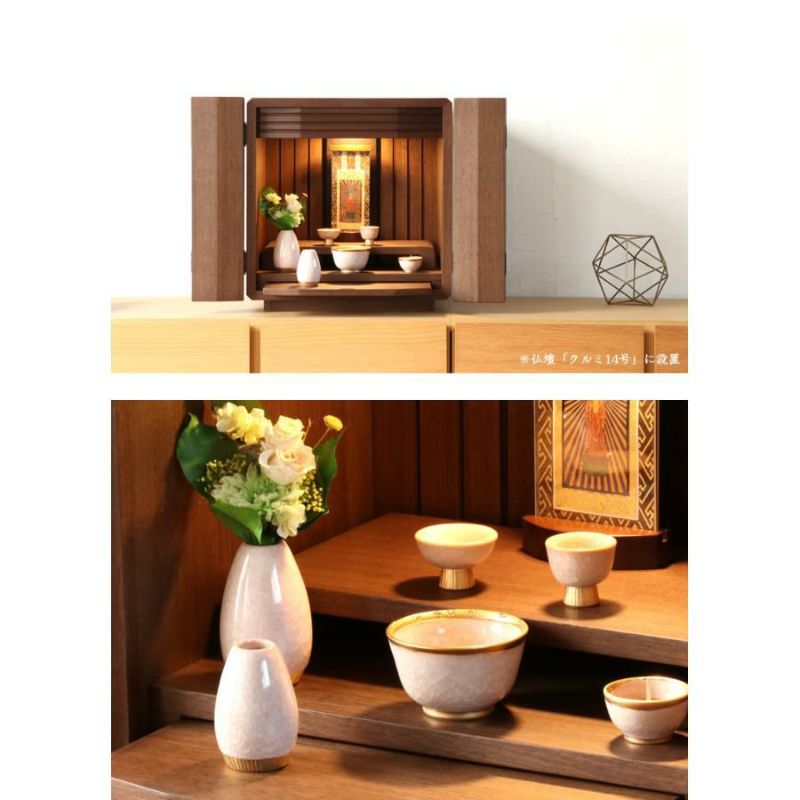 仏具セット 国産 陶器セット 火立て 花立て 仏器 茶器 仏壇 仏具 仏具 セット 家具調仏具6点セット「貫入桜」六具足 モダン 香炉