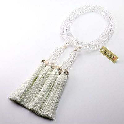 女性用高級念珠・数珠2輪 スターシェイブクオーツ 正絹頭付房(KL062)