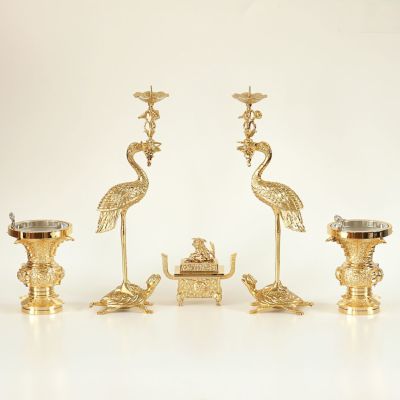 仏具 セット 【五具足】 瑞雲 本山彫 金メッキ 4.5寸/高級 仏壇仏具