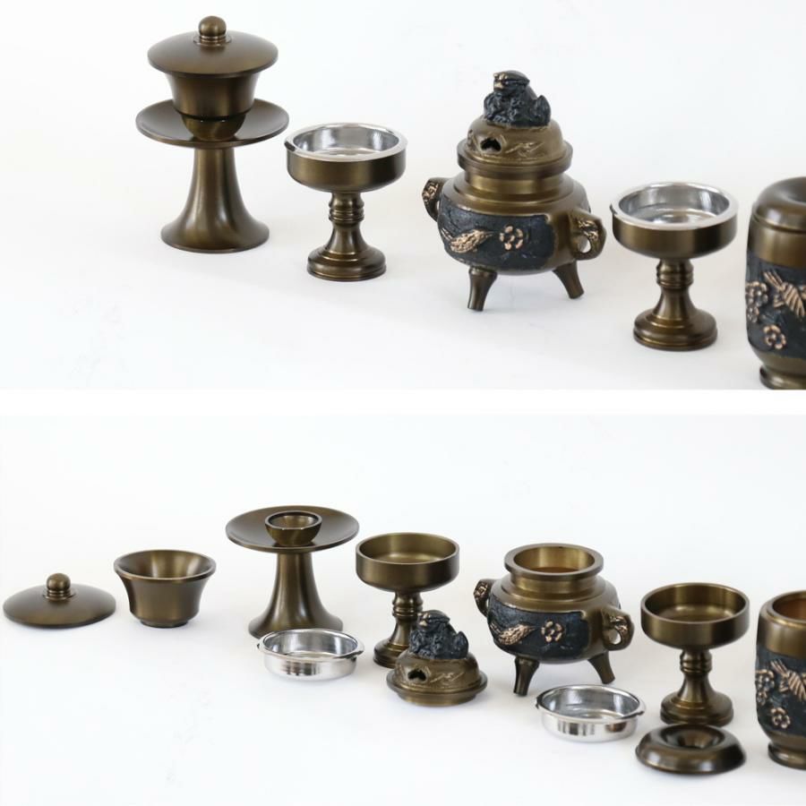 仏具 セット 【十一具足】 花鳥模様オリジナル 黒光色 4.5寸 仏具 セット 【十一具足】 花鳥模様オリジナル 黒光色 4.5寸