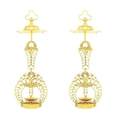 真鍮 佛光寺派 藤輪灯（1対）<br> 磨 輪灯径：4寸<br> 仏壇 仏具