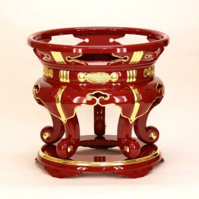 寺院用仏具 丸金台 2尺（60cm)<br> 【サヤ付・朱塗面金箔押】<br> おりん ケース台 リン台 大徳寺 寺院(3920-2000) 黒塗りもできます