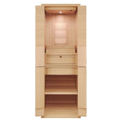仏壇  「オポルマン」 タモ 13×38号 （v13-023-3）/家具調仏壇 モダン仏壇 床置き 仏壇台付き リビング 上下セット