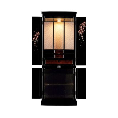 仏壇 モダン仏壇  「桜花」  16×46号 （v13-135-1）/家具調仏壇 床置き 仏壇台付き リビング 上下セット