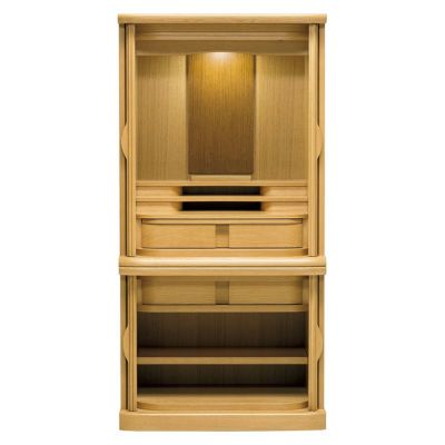 国産仏壇  「アエロリット」 ライト色 20×40号 （v13-115-3）/家具調 モダン 床置き 仏壇台付き リビング 上下セット